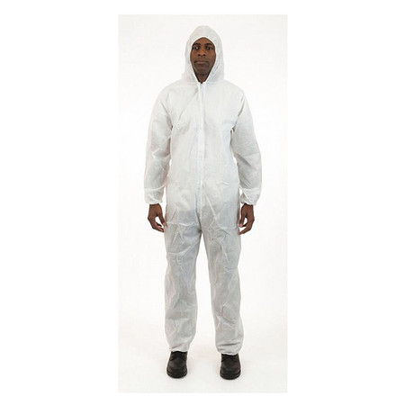 International Enviroguard Light Coverall, Hood, XL, White, PK25, XL, 25 PK, White, SMS, Zipper 2215