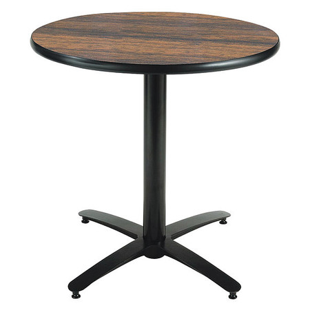 KFI Round Bistro Table, 42" W, 29" (Cafe Height) H, HPL Top, Walnut T42RD-B2125-WL