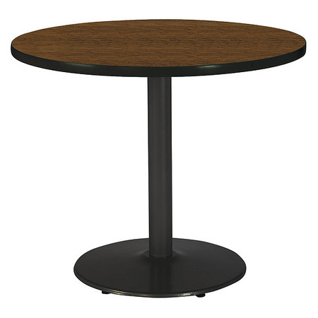KFI Round Ped Table, Walnut/Black, 42"Dx29"H, 42" Dia. (Table Top), 22" Dia. (Base), 3" Dia. (Column) W T42RD-B1922-BK-WL