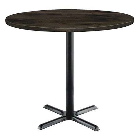 KFI KFI Urban Loft 42" Round Top Breakroom Table, Barnwood Finish, Black X Base, Bistro Height, 42 W T42RD-B2025BK-38-LFT-BN