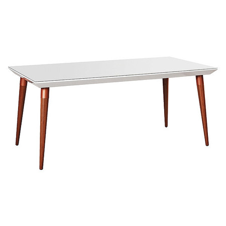Manhattan Comfort Rectangle Utopia 62.99" Dining Table in White Gloss and Maple Cream, 62.99 W X 35.43 L X 30.31 H 107451