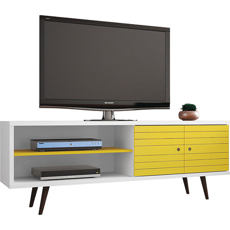 Manhattan Comfort TV Stand, Mid Century, Yellow, 62.99" 201AMC64