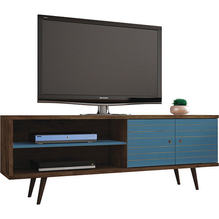 MANHATTAN COMFORT TV Stand, Mid Century, Aqua, 62.99" 201AMC93