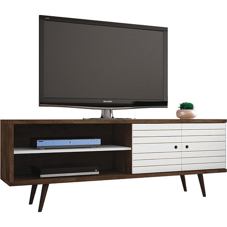 MANHATTAN COMFORT TV Stand, Mid CenturymWhite, 62.99" 201AMC96