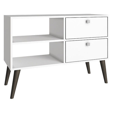 MANHATTAN COMFORT TV Stand, 2 Shelves, White 3AMC129