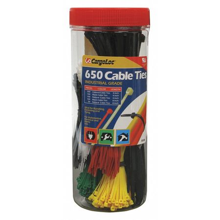 CARGOLOC Cable Ties, Nylon, Black, 100 pcs. 32326