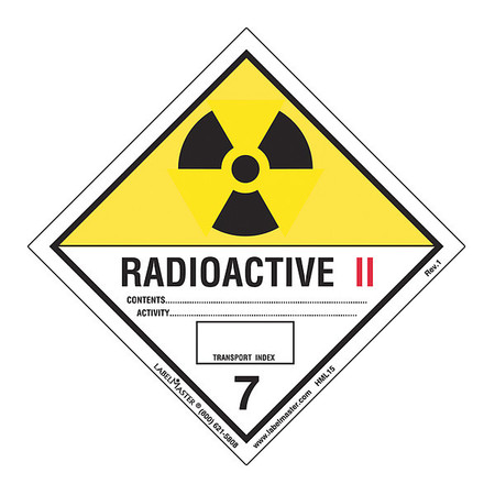 LABELMASTER Radioactive II Label, Worded, PK50 HML15S