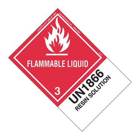 LABELMASTER Flammable Liquid Label, UN1866, PK500, HSN2100ET HSN2100ET