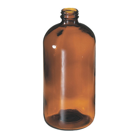 LABELMASTER Boston Round Bottle, 32 oz., PVC, Amber KG3200