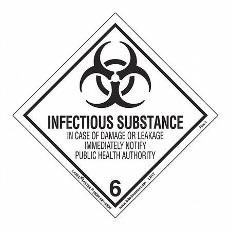 LABELMASTER Infectious Substance Label, PK50 LR17S