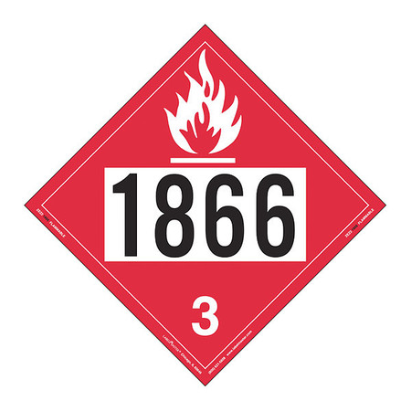 LABELMASTER Flammable Liquid Placard 1866, PK25 ZEZ21866