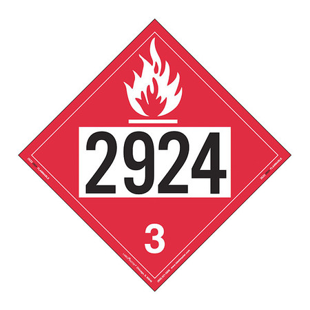 LABELMASTER Flammable Liquid Placard 2924, PK25 ZEZ22924