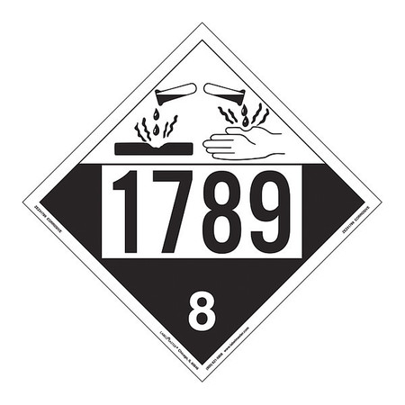 LABELMASTER Corrosive Placard, UN1789, PK25 ZEZ41789