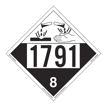 LABELMASTER Corrosive Placard, UN 1791, PK25 ZEZ41791