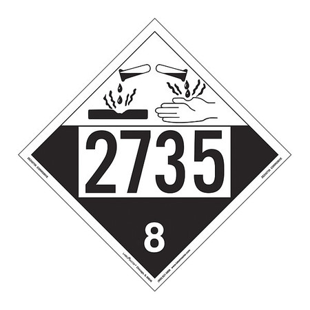 LABELMASTER Corrosive Placard, UN 2735, PK25 ZEZ42735