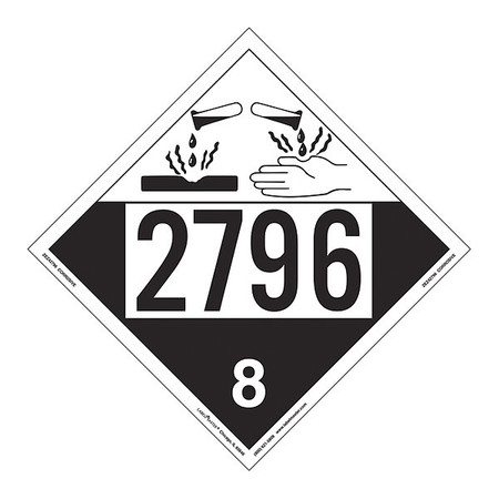 LABELMASTER Corrosive Placard, UN 2796, PK25 ZEZ42796