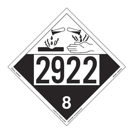 LABELMASTER Corrosive Placard, UN 2922, PK25 ZEZ42922