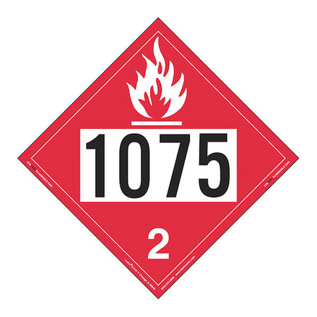 Labelmaster Flammable Gas Placard, UN 1075, PK25 ZT8-1075