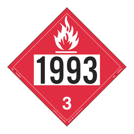 LABELMASTER Flammable Liquid Placard, 1993, PK25 ZRV21993