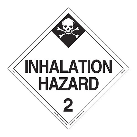 LABELMASTER Inhalation Hazard 2 Placard, Vinyl, PK25 Z-RVW28