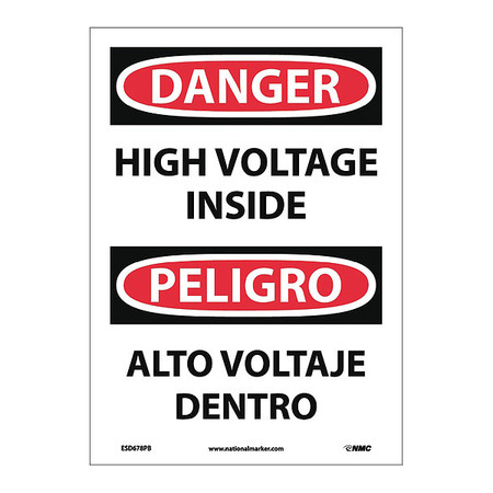 NMC Danger High Voltage Inside Sign - Bilingual ESD678PB