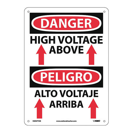NMC Danger High Voltage Above Sign - Bilingual ESD677AB