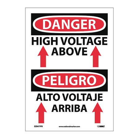 NMC Danger High Voltage Above Sign - Bilingual ESD677PB