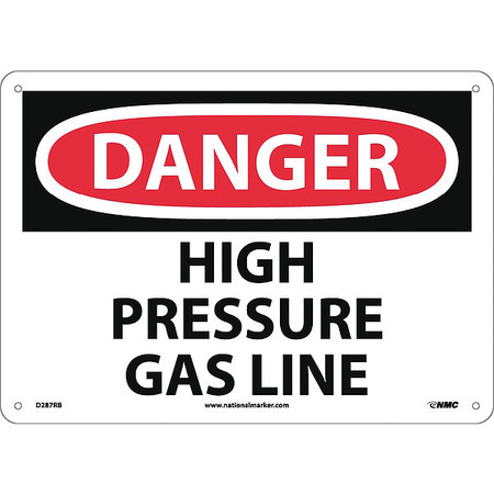 NMC Danger High Pressure Gas Line Sign, D287RB D287RB