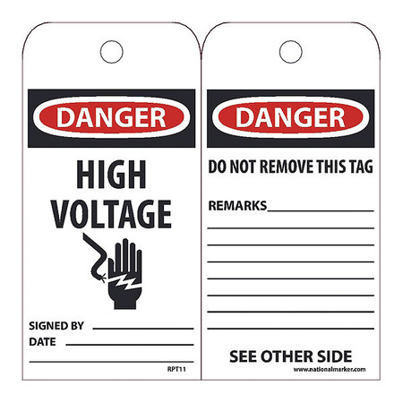 NMC Danger High Voltage Tag, Pk25 RPT11