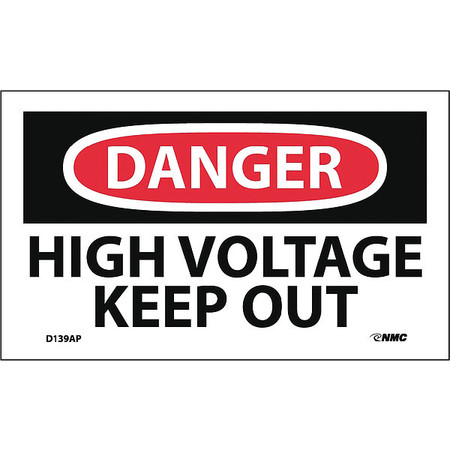 NMC Danger High Voltage Keep Out Label, Pk5 D139AP