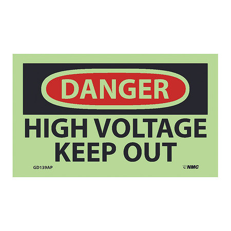 NMC Danger High Voltage Keep Out Label, Pk5 GD139AP