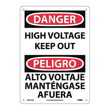 NMC Danger High Voltage Keep Out Sign - Bilingual ESD139AB