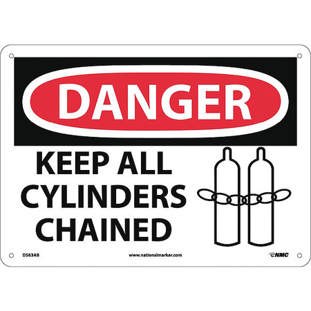 NMC Danger Keep All Cylinders Chained Sign, D563AB D563AB