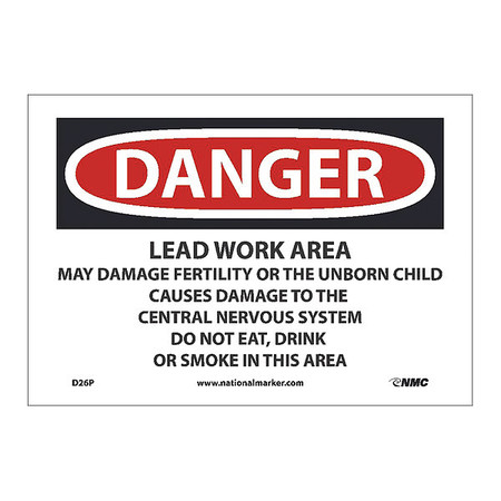 NMC Danger Lead Work Area Sign, D26P D26P
