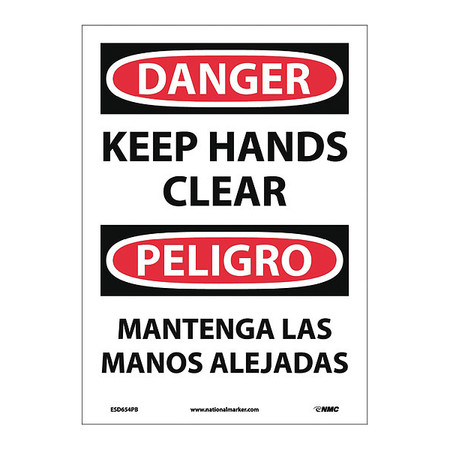 NMC Danger Keep Hands Clear Sign - Bilingual ESD654PB