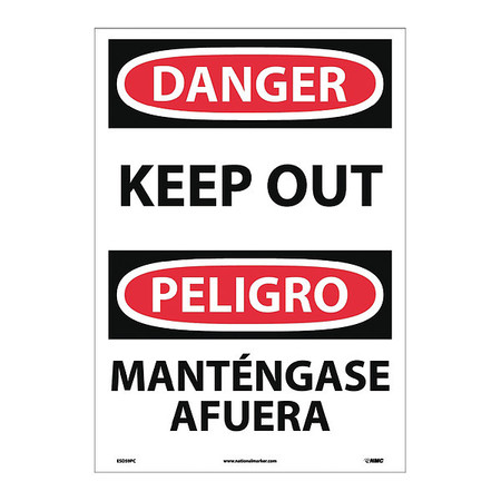 NMC Danger Keep Out Sign - Bilingual, ESD59PC ESD59PC