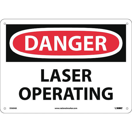 NMC Danger Laser Operating Sign, 10 in Height, 14 in Width, Aluminum D569AB