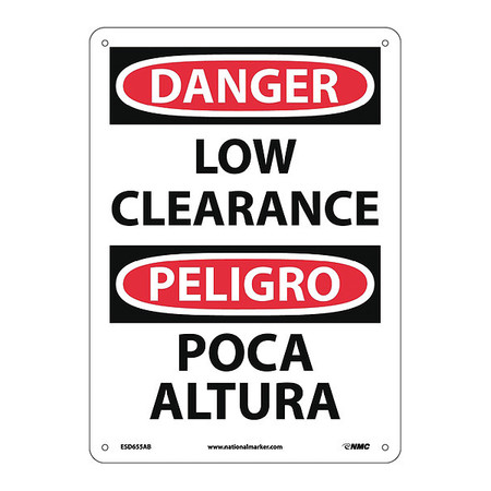 NMC Danger Low Clearance Sign - Bilingual, ESD655AB ESD655AB