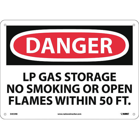 NMC Danger Lp Gas Storage No Smoking Sign, D452RB D452RB