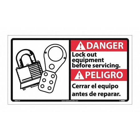 Nmc Danger Lock Out Equipment Sign - Bilingual DBA11P