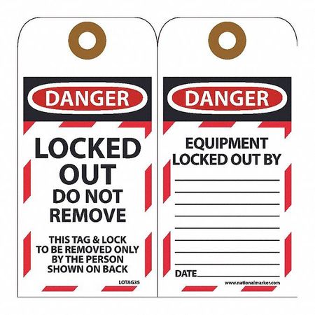 NMC Danger Locked Out Do Not Operate This Tag, Pk10 LOTAG35