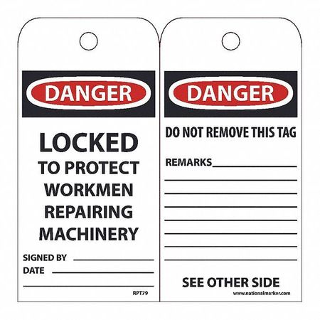 NMC Danger Locked To Protect Workmen Repairing Machinery Tag, Pk25 RPT79