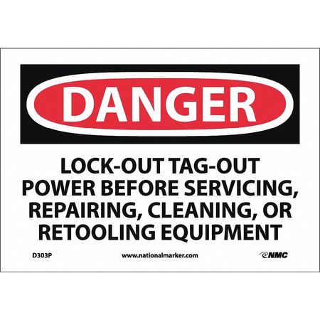 NMC Danger Lock-Out Tag-Out Power Before Use Sign D303P