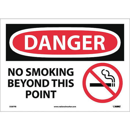 NMC Danger No Smoking Beyond This Point Sign, D587PB D587PB