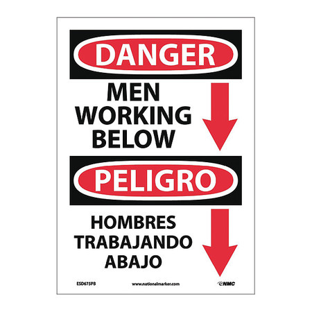 NMC Danger Men Working Below Sign - Bilingual, ESD675PB ESD675PB