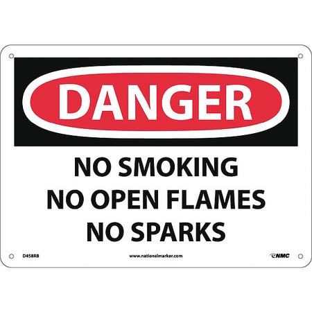 NMC Danger No Smoking No Open Flames No Sparks Sign, D458RB D458RB