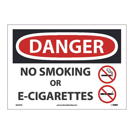 NMC Danger No Smoking Or E-Cigarettes Sign, D676PB D676PB