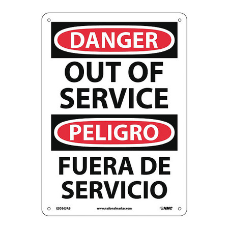 NMC Danger Out Of Service Sign - Bilingual, ESD365AB ESD365AB