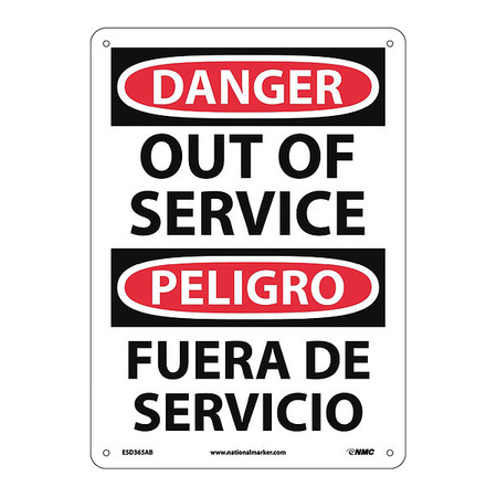 Nmc Danger Out Of Service Sign - Bilingual, ESD365AB ESD365AB