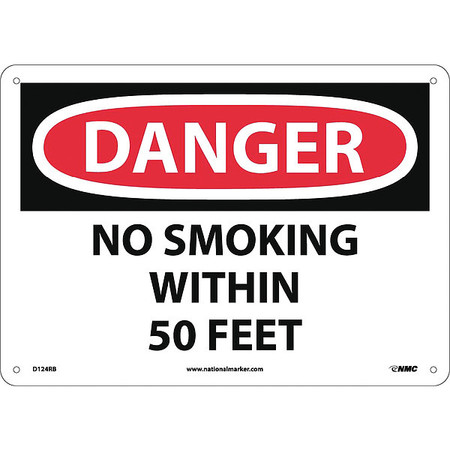 NMC Danger No Smoking Within 50 Feet Sign, D124RB D124RB